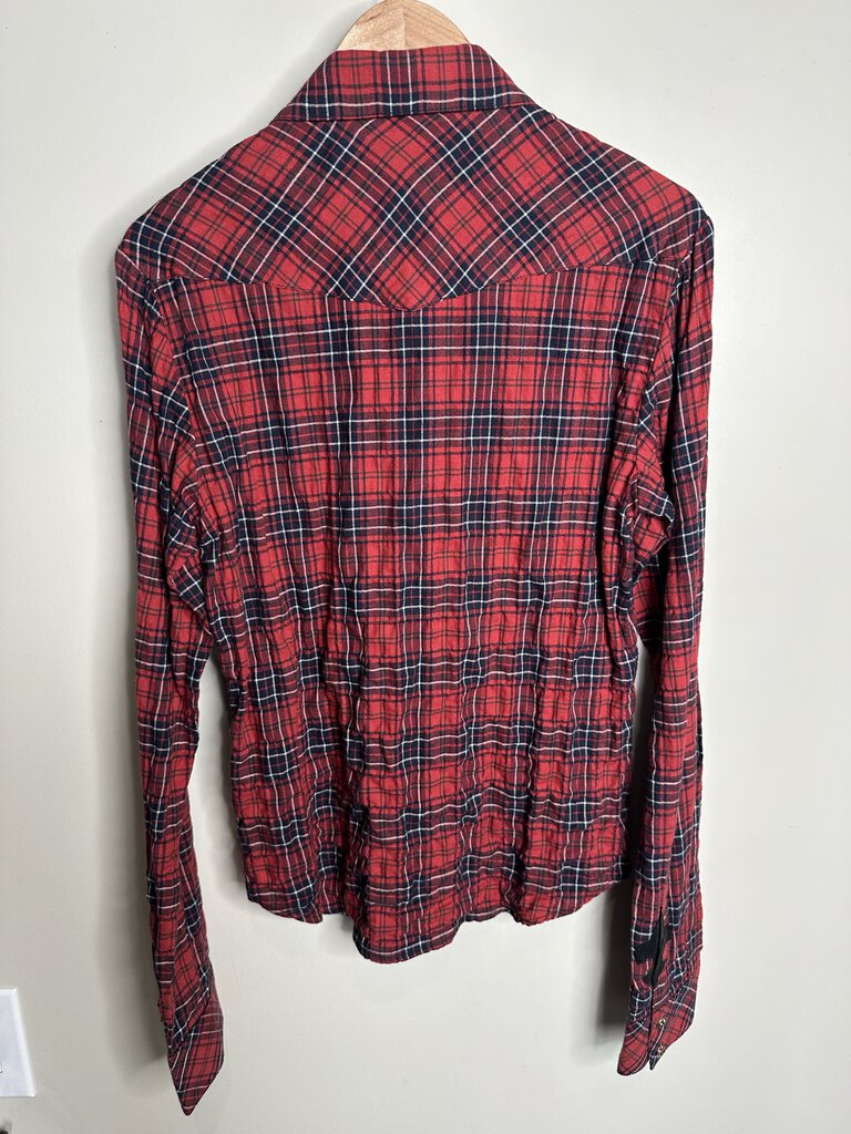 Preowned Chrome Hearts Red Fleur Patch Flannel Size Small