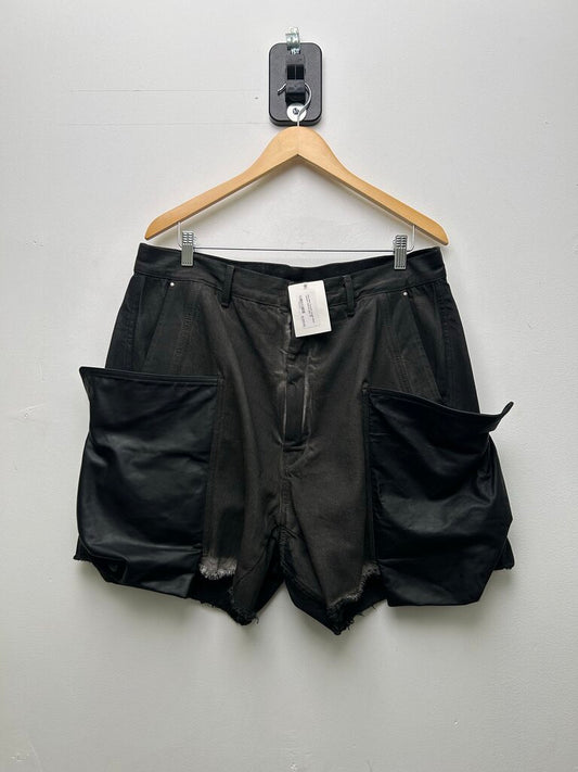 New Rick Owens Cargo Wax Leather Shorts size 34