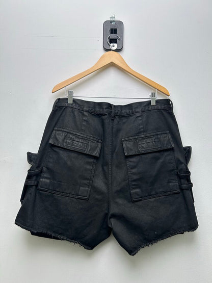 New Rick Owens Cargo Wax Leather Shorts size 34