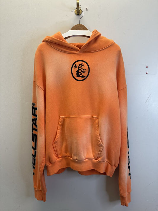 Hellstar Orange Flame Hoodie Size Large