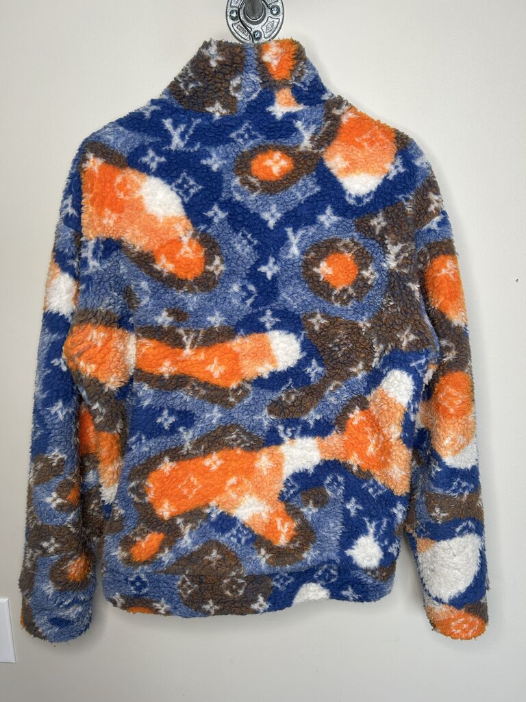 Preowned Louis Vuitton monogram Orange Blue Sherpa Jacket Size Medium