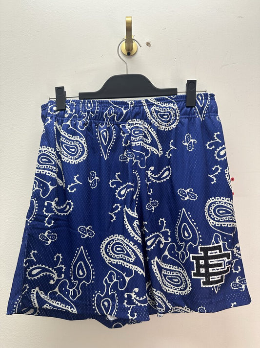 New Eric Emanuel Blue Paisley Shorts Size Large