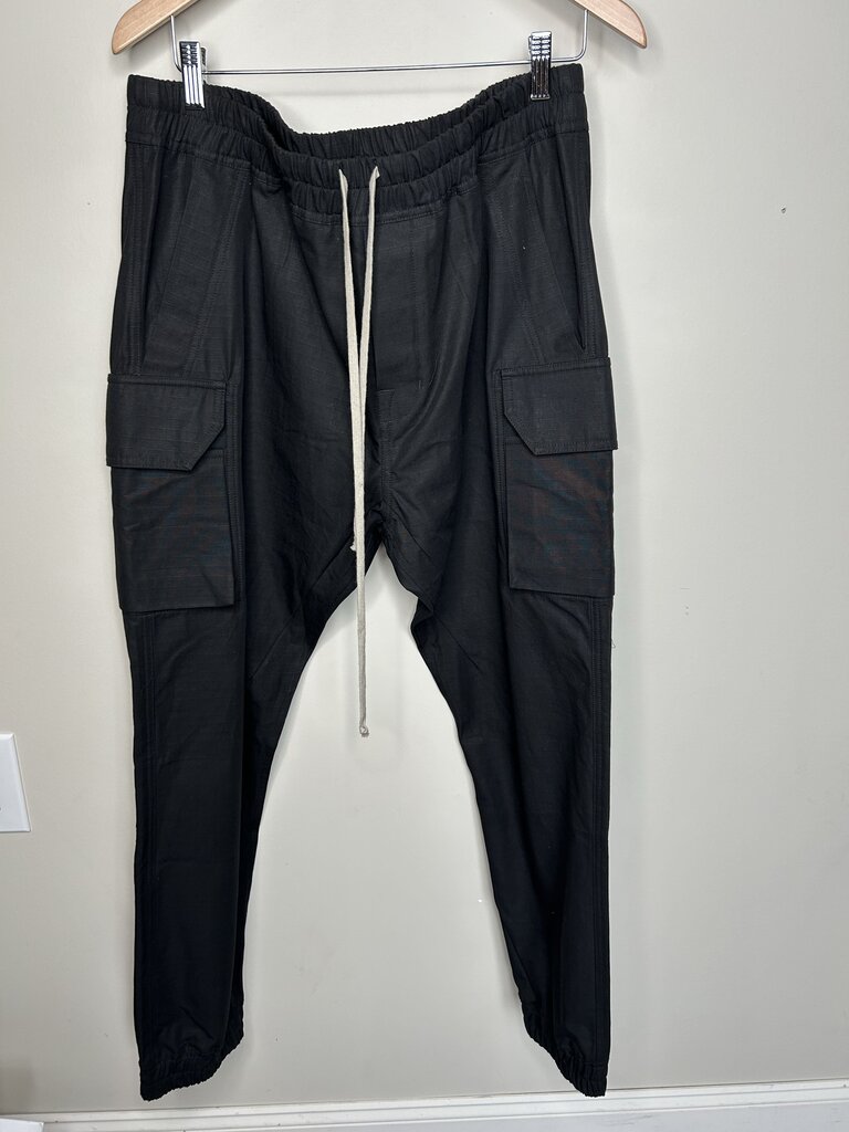 New Rick Owens Black Cargo Joggers Size XXL