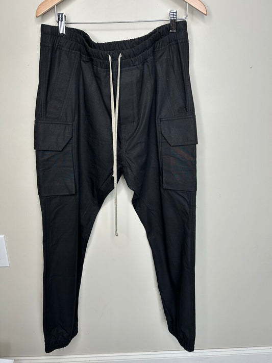 New Rick Owens Black Cargo Joggers Size XXL