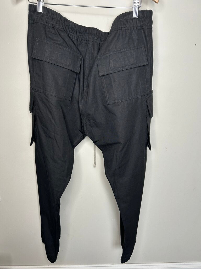 New Rick Owens Black Cargo Joggers Size XXL