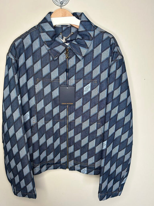 New Louis Vuitton Denim Diamond Print Jacket size