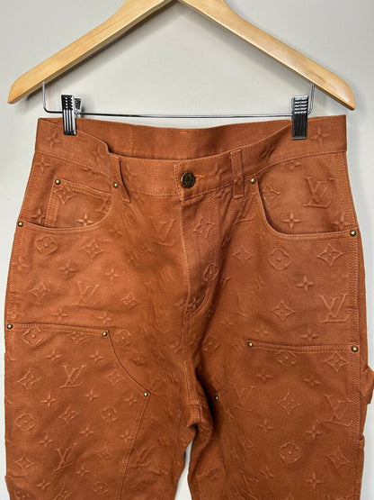 Preowned Louis Vuitton Brown Monogram Carp Pants size 32