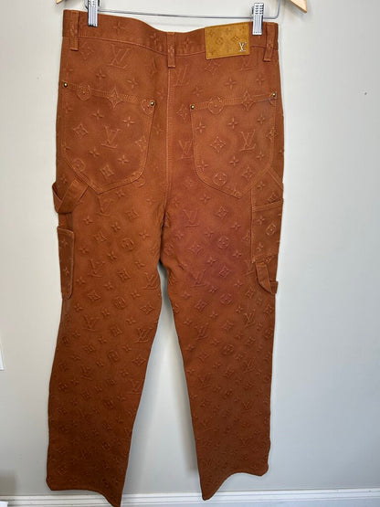 Preowned Louis Vuitton Brown Monogram Carp Pants size 32