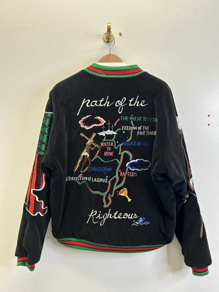 New Saint Michael Black Bomber Jacket Size Medium