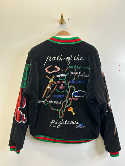 New Saint Michael Black Bomber Jacket Size Medium