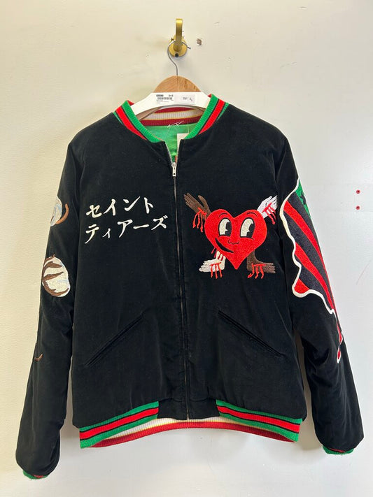 New Saint Michael Black Bomber Jacket Size Medium