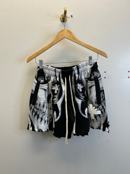 New Vertebrae Skull Sweat Shorts Size Small