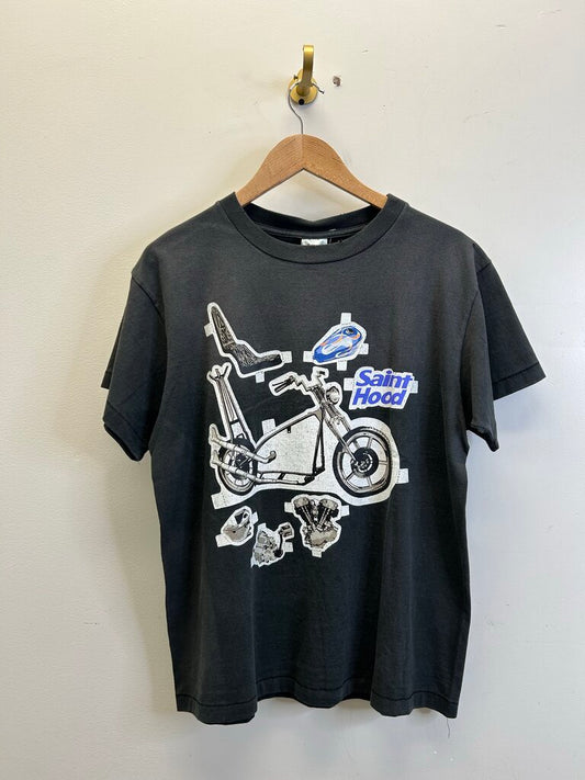 New Saint Hood Motorcycle Grey Tee Size Small