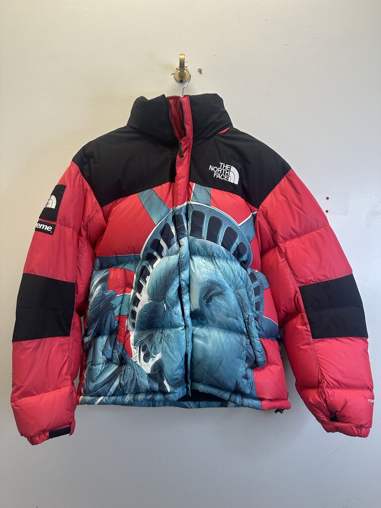 Preowned Supreme Liberty Red Puffer Jacket Size Medium