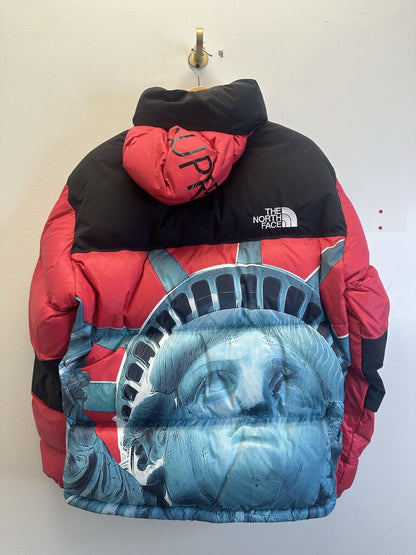 Preowned Supreme Liberty Red Puffer Jacket Size Medium