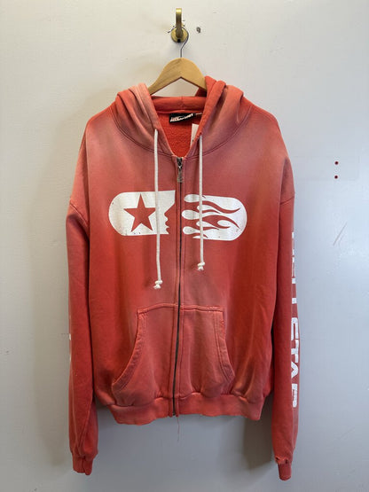 New Hellstar Red Washed Zip Up Size Large