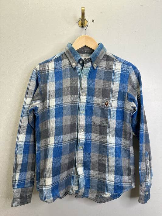 Preowned Bape Blue Flannel Size Small