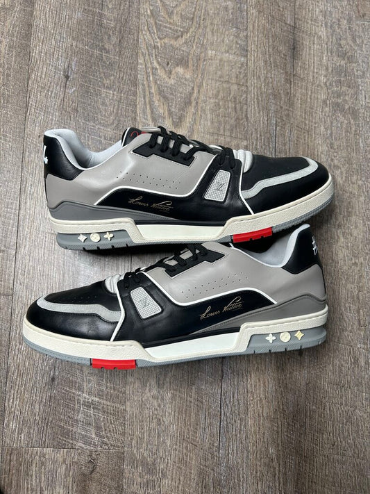 Preowned Louis Vuitton Trainer Virgil Grey Black Size 12LV (14M) (No Box)
