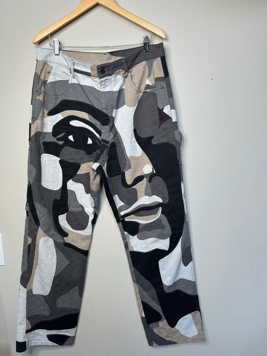 Preowned Louis Vuitton Kid Super Grey Camo Denim Size 34
