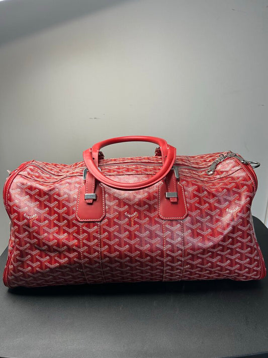 Preowned Goyard Boston Red Duffle Bag Size 45