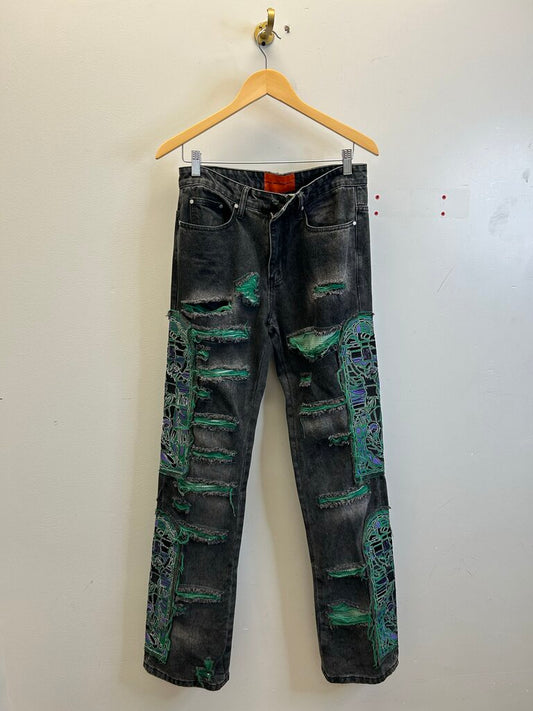Preowed WDW Black Green Denim Size 28
