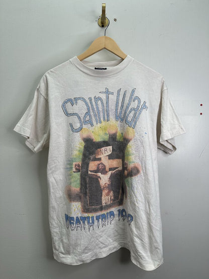 Preowned Saint Michael Cream War tee Size Small