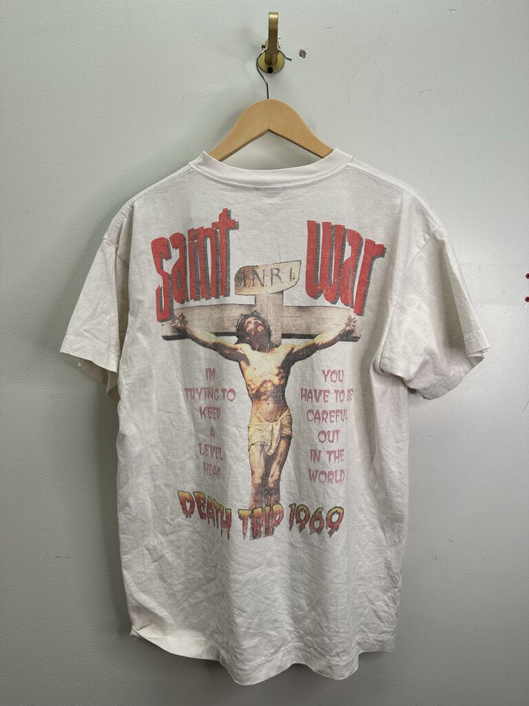 Preowned Saint Michael Cream War tee Size Small