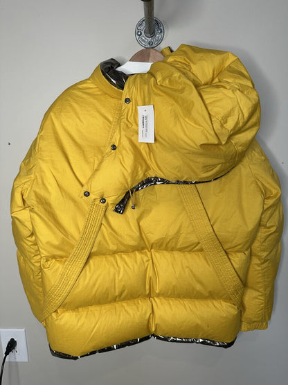 Preowned Moncler Silver Yellow Reversible Puffer Jacket Size 4