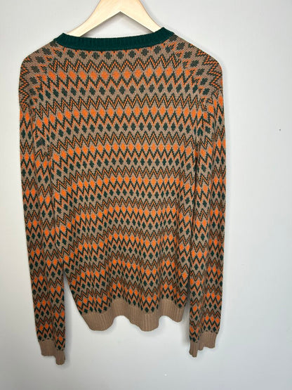 Preowned Prada Tan Green Sweater Size 54 (Large)