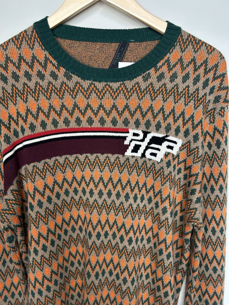 Preowned Prada Tan Green Sweater Size 54 (Large)