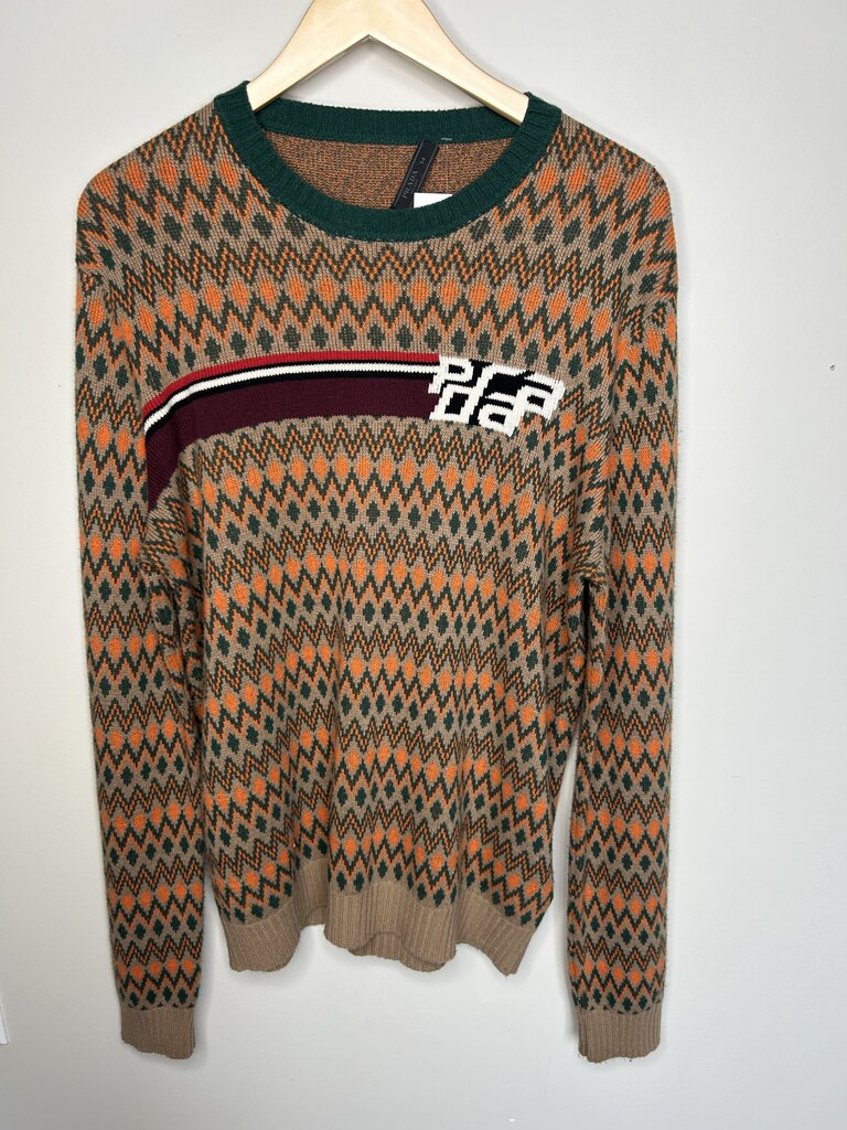 Preowned Prada Tan Green Sweater Size 54 (Large)