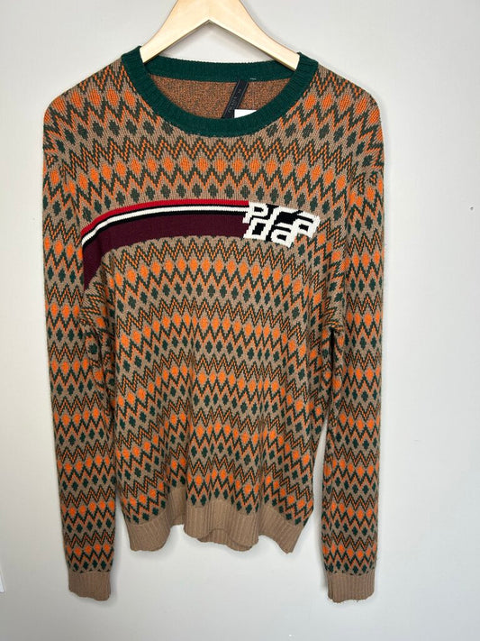 Preowned Prada Tan Green Sweater Size 54 (Large)