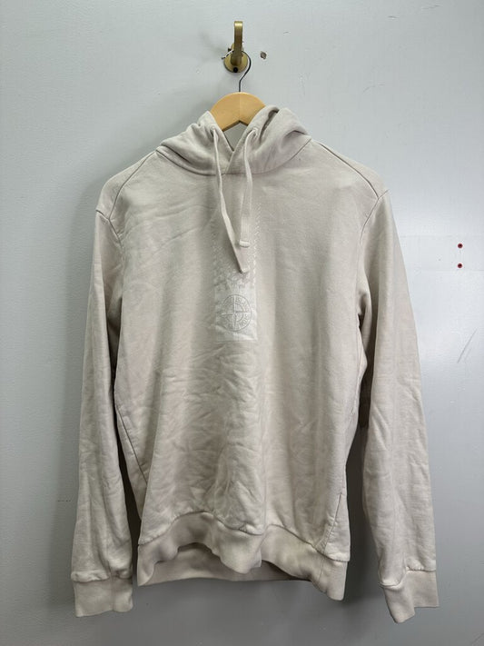 Preowned Stone Island Cream Hoodie Size Large