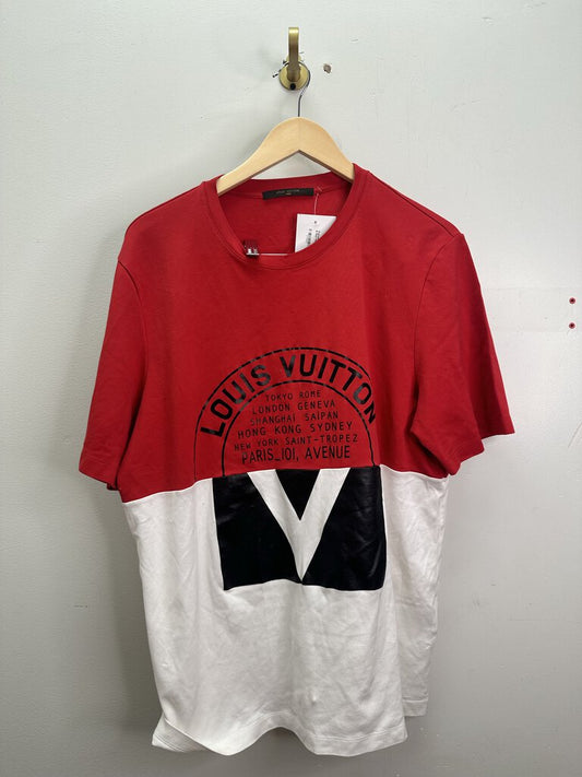 Preowned Louis Vuitton white & Red Tee sz.XL