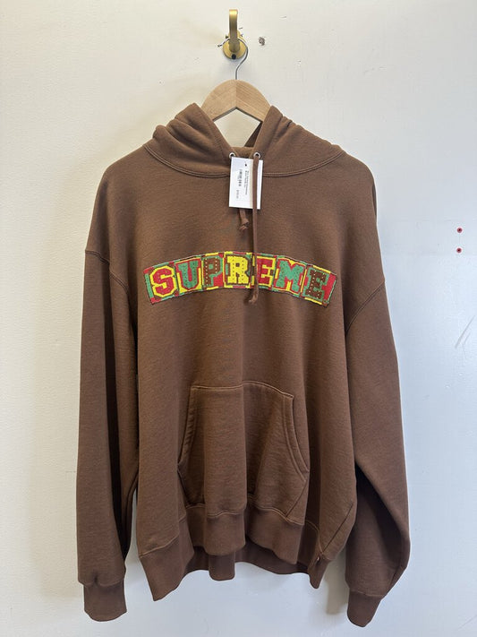 New Supreme Embellished Brown Hoodie sz.L