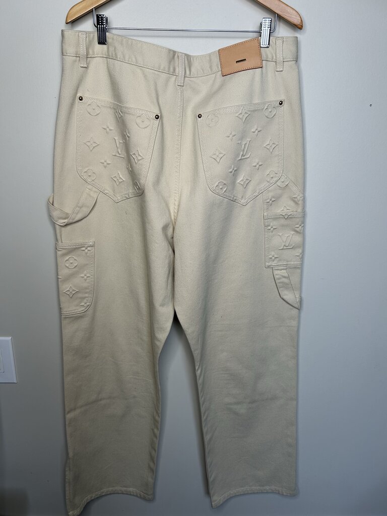 Preowned Louis Vuitton Cream Monogram Double Knee Size 38