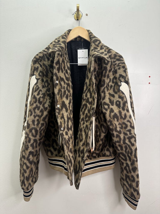 Preowned Amiri Bone Cheetah Print Varsity Jacket sz.54(L-XL)