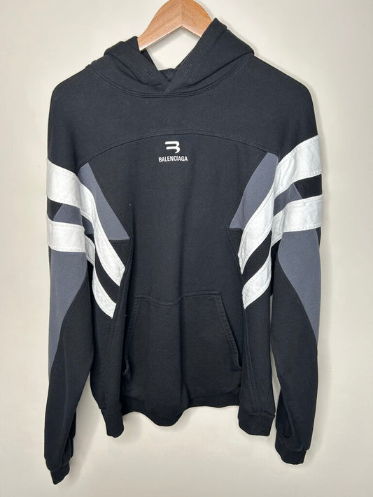 Preowned Balenciaga Grey White Stripe Hoodie sz.2