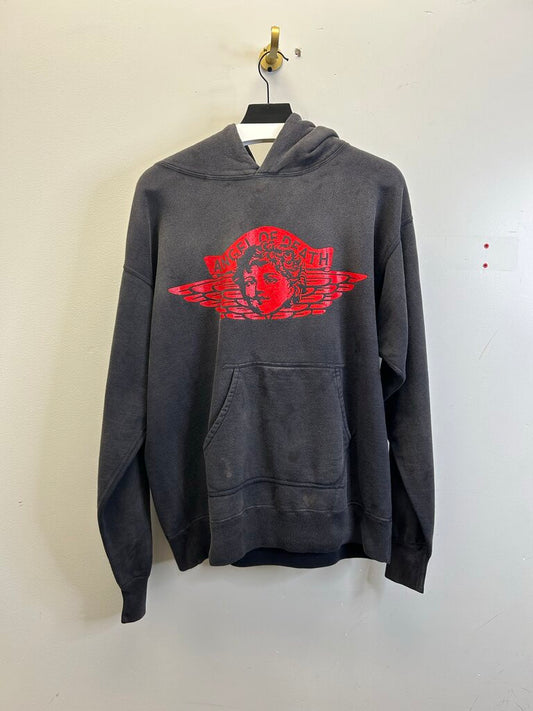 New Saint Michael Grey Red Angel Of Death Hoodie Size Large
