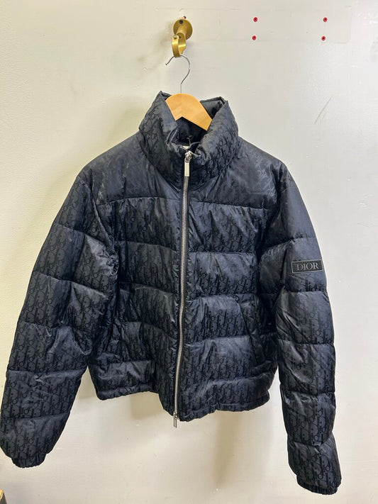 Preowned Dior Monogram Oblique Puffer Jacket Size 46