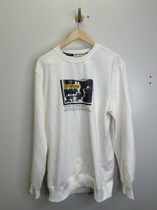 Preowned Off White Cream Long Sleeve Crewneck Size XXL