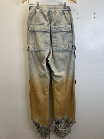 Preowned Rick Owens Bela Dyed Distressed Ankle Pants size S/M