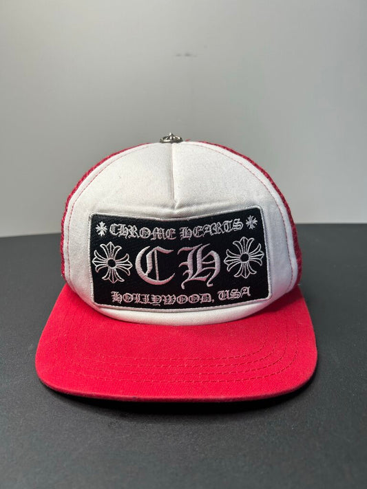 Preowned Chrome Hearts Red Ch Hat