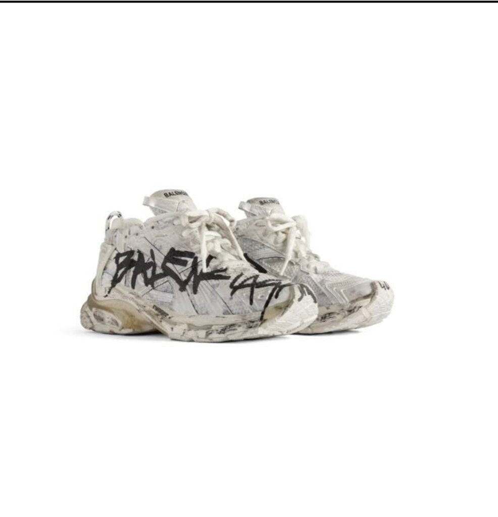 New Balenciaga Runner White Black Graffiti size 44