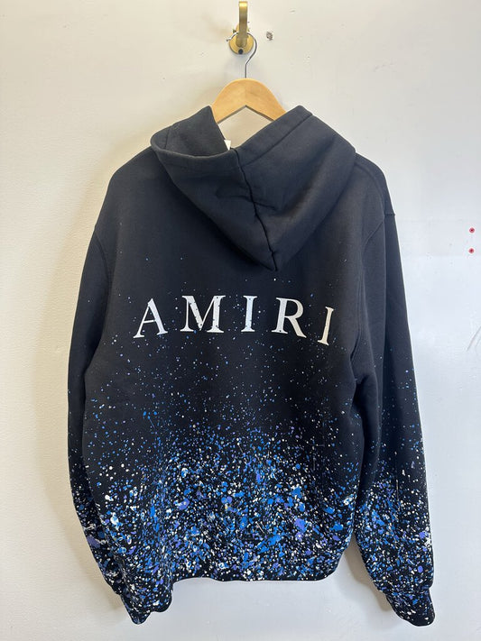 Preowned Amiri Black Paint Splatter Hoodie Size Large