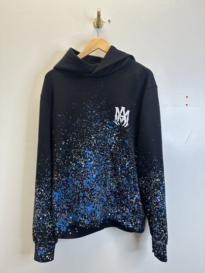 Preowned Amiri Black Paint Splatter Hoodie Size Large