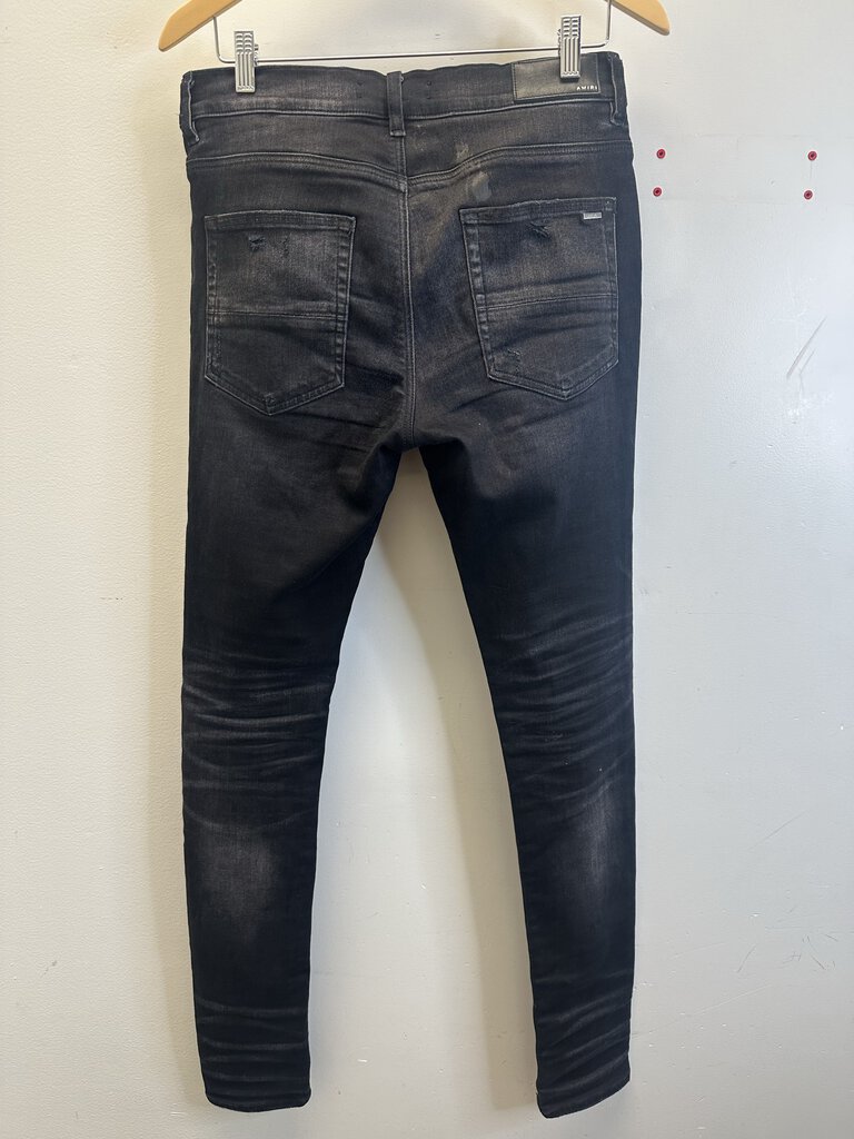 Preowned Amiri Black Denim Cream/pink Patch Size 32