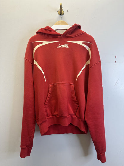 Preowned Hellstar Asics Logo Red Hoodie Size Medium