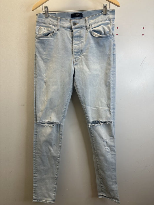 Preowned Amiri Lightwsh Ripped Denim Size 34