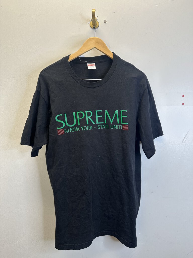 Preowned Supreme Nuova York Black Tee Size Large